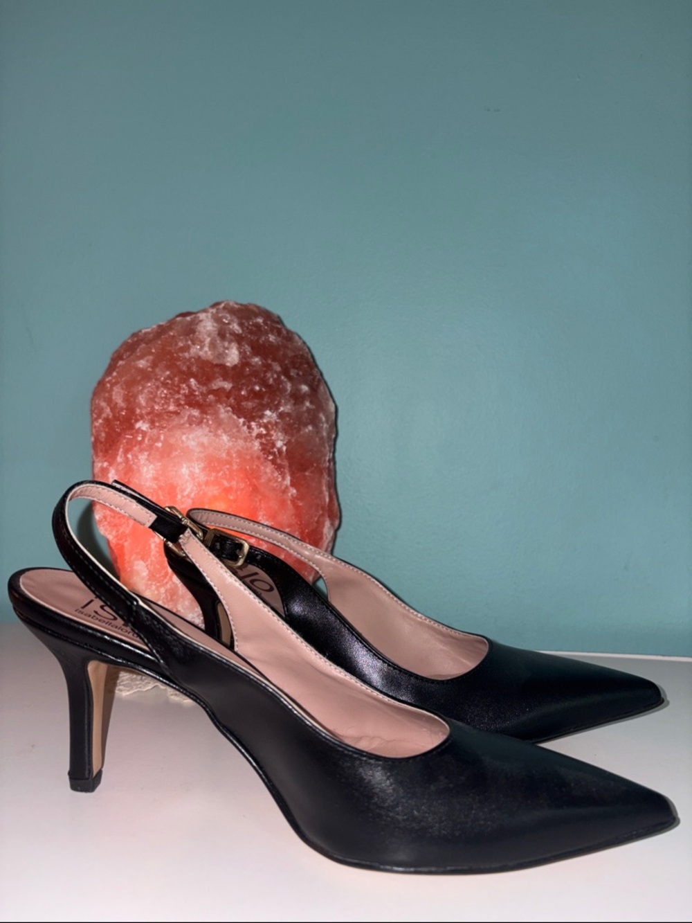 Vera Pelle Pointed-Toe Slingback Heels
